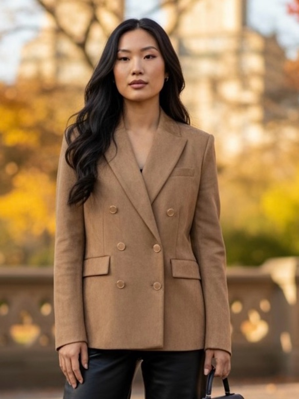 NWT Generation Love Camel Faux Suede Double-Breasted Blazer Pristine Sz M